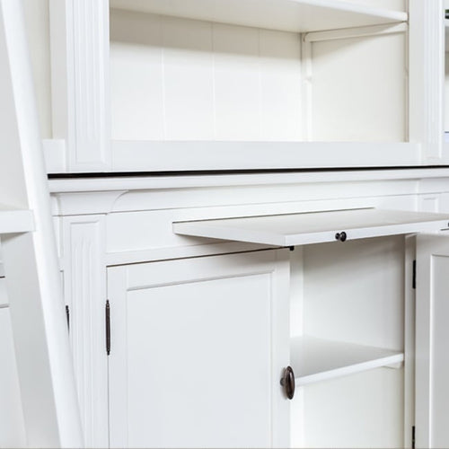 Bücherregal Melena del Sur - 300x40x240H cm - mit Stange und Leiter - 15 Fachböden - 3 ausziehbare Fachböden - 6 geschlossene Flügeltüren - verstellbare Fachböden
