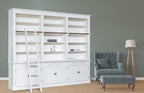 Bücherregal Melena del Sur - 300x40x240H cm - mit Stange und Leiter - 15 Fachböden - 3 ausziehbare Fachböden - 6 geschlossene Flügeltüren - verstellbare Fachböden
