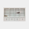 Bücherregal Melena del Sur - 400x43x240H cm - 20 Fachböden - 2 ausziehbare Fachböden - 8 geschlossene Flügeltüren - verstellbare Fachböden