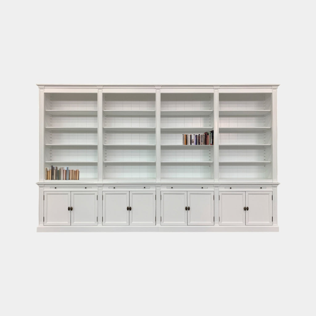 Bücherregal Melena del Sur - 400x43x240H cm - 20 Fachböden - 2 ausziehbare Fachböden - 8 geschlossene Flügeltüren - verstellbare Fachböden
