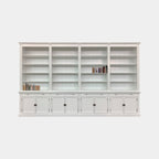 Bücherregal Melena del Sur - 400x43x240H cm - 20 Fachböden - 2 ausziehbare Fachböden - 8 geschlossene Flügeltüren - verstellbare Fachböden