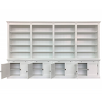 Bücherregal Melena del Sur - 400x43x240H cm - 20 Fachböden - 2 ausziehbare Fachböden - 8 geschlossene Flügeltüren - verstellbare Fachböden
