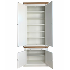 Bücherregal Moon - 100x43x240H cm - mit Eiche - 4 geschlossene Flügeltüren - 1 ausziehbarer Fachboden