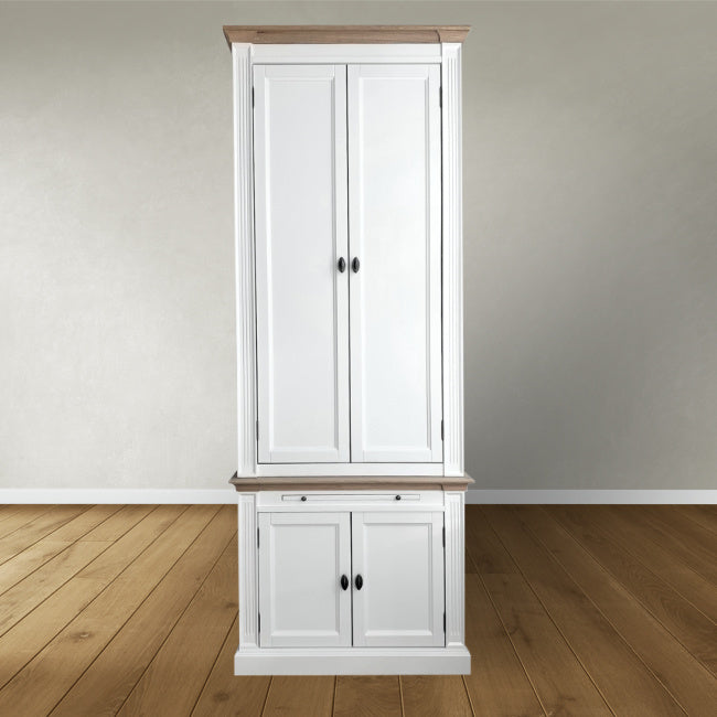 Bücherregal Moon - 100x43x240H cm - mit Eiche - 4 geschlossene Flügeltüren - 1 ausziehbarer Fachboden