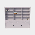 Bücherregal New York - 300x40x230H cm - elegantes Bücherregal - 3 Soft-Close-Schubladen - 3 Schiebetüren - verstellbare Einlegeböden