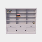 Bücherregal New York - 300x40x230H cm - elegantes Bücherregal - 3 Soft-Close-Schubladen - 3 Schiebetüren - verstellbare Einlegeböden