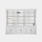 Privatbibliothek - Bücherregal - 300x43x240H cm - mit Stange und Leiter - verstellbare Einlegeböden - 15 Einlegeböden - 6 Schubladen - 6 geschlossene Flügeltüren