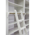 Privatbibliothek - Bücherregal - 300x43x240H cm - mit Stange und Leiter - verstellbare Einlegeböden - 15 Einlegeböden - 6 Schubladen - 6 geschlossene Flügeltüren