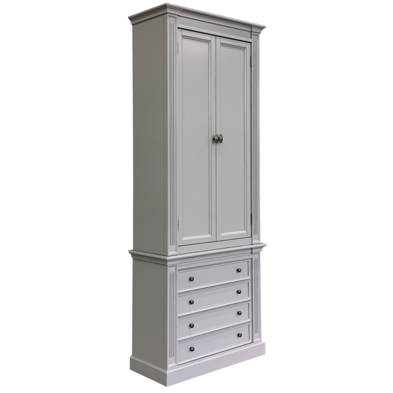 Bücherregal Royal - 100x43x240H cm - 2 geschlossene Flügeltüren - 4 Schubladen - verstellbare Einlegeböden