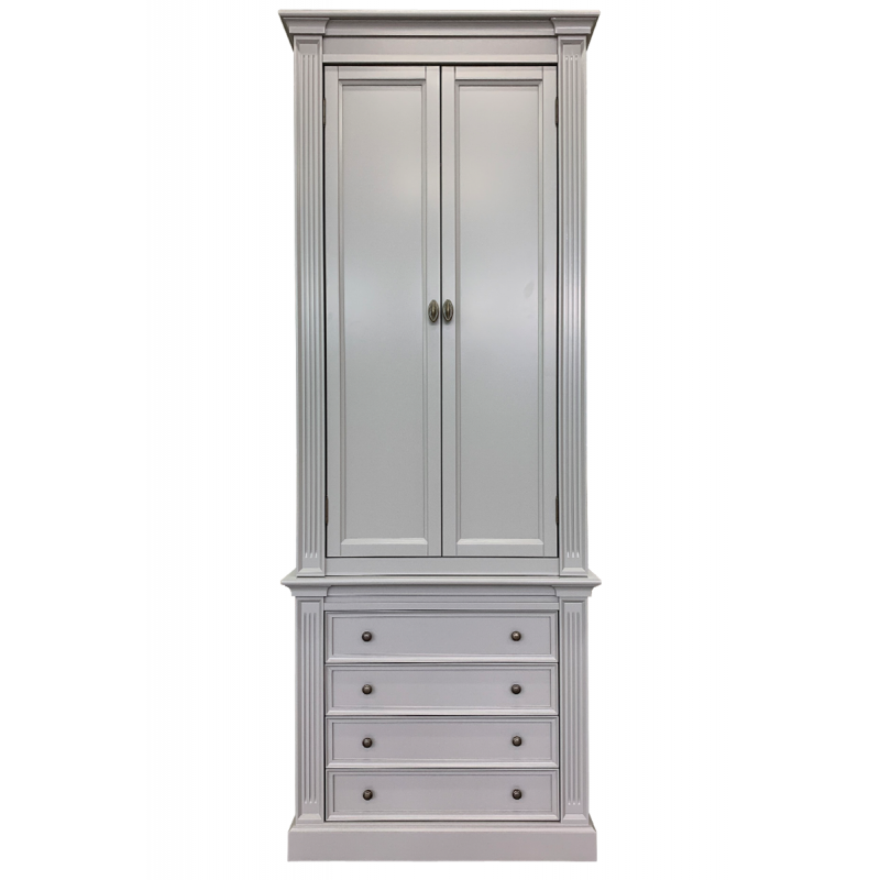 Bücherregal Royal - 100x43x240H cm - 2 geschlossene Flügeltüren - 4 Schubladen - verstellbare Einlegeböden