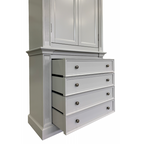 Bücherregal Royal - 100x43x240H cm - 2 geschlossene Flügeltüren - 4 Schubladen - verstellbare Einlegeböden