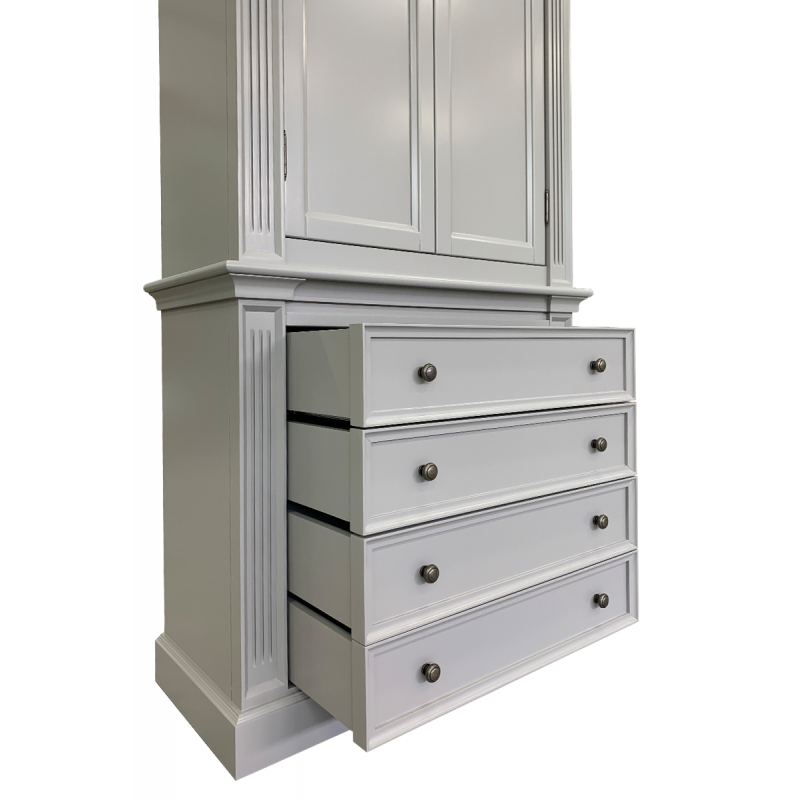 Bücherregal Royal - 100x43x240H cm - 2 geschlossene Flügeltüren - 4 Schubladen - verstellbare Einlegeböden