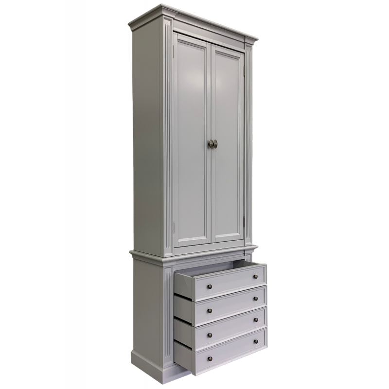 Bücherregal Royal - 100x43x240H cm - 2 geschlossene Flügeltüren - 4 Schubladen - verstellbare Einlegeböden