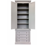 Bücherregal Royal - 100x43x240H cm - 2 geschlossene Flügeltüren - 4 Schubladen - verstellbare Einlegeböden