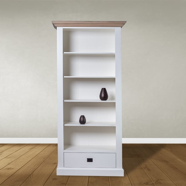 Bücherregal Sara 05 - 100x46x206H cm - Rahmen aus Eiche - 4 Fachböden - 1 Schublade mit Soft-Close