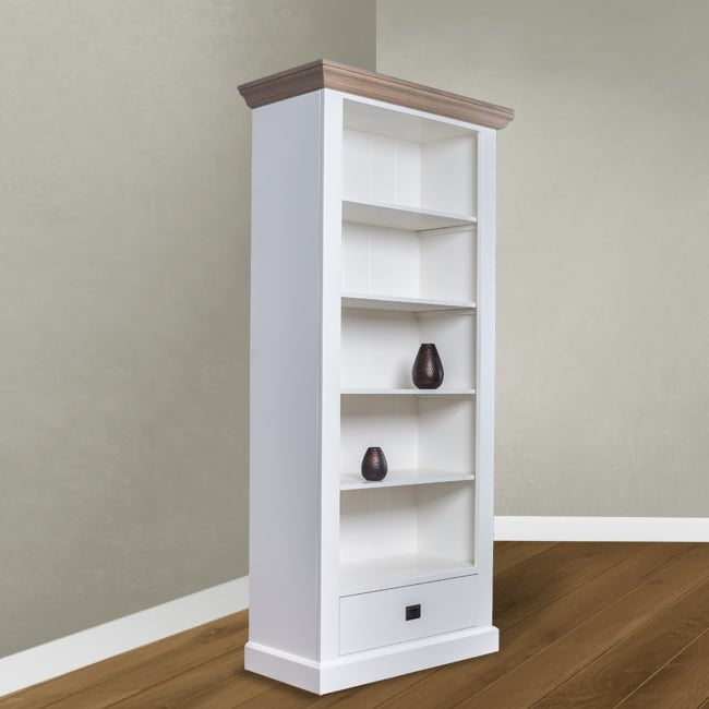Bücherregal Sara 05 - 100x46x206H cm - Rahmen aus Eiche - 4 Fachböden - 1 Schublade mit Soft-Close