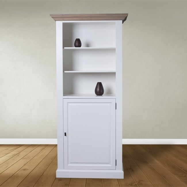 Bücherregal Sara 07 - 96x46x206H cm - Rahmen aus Eiche - 2 Fachböden - 1 geschlossene Flügeltür