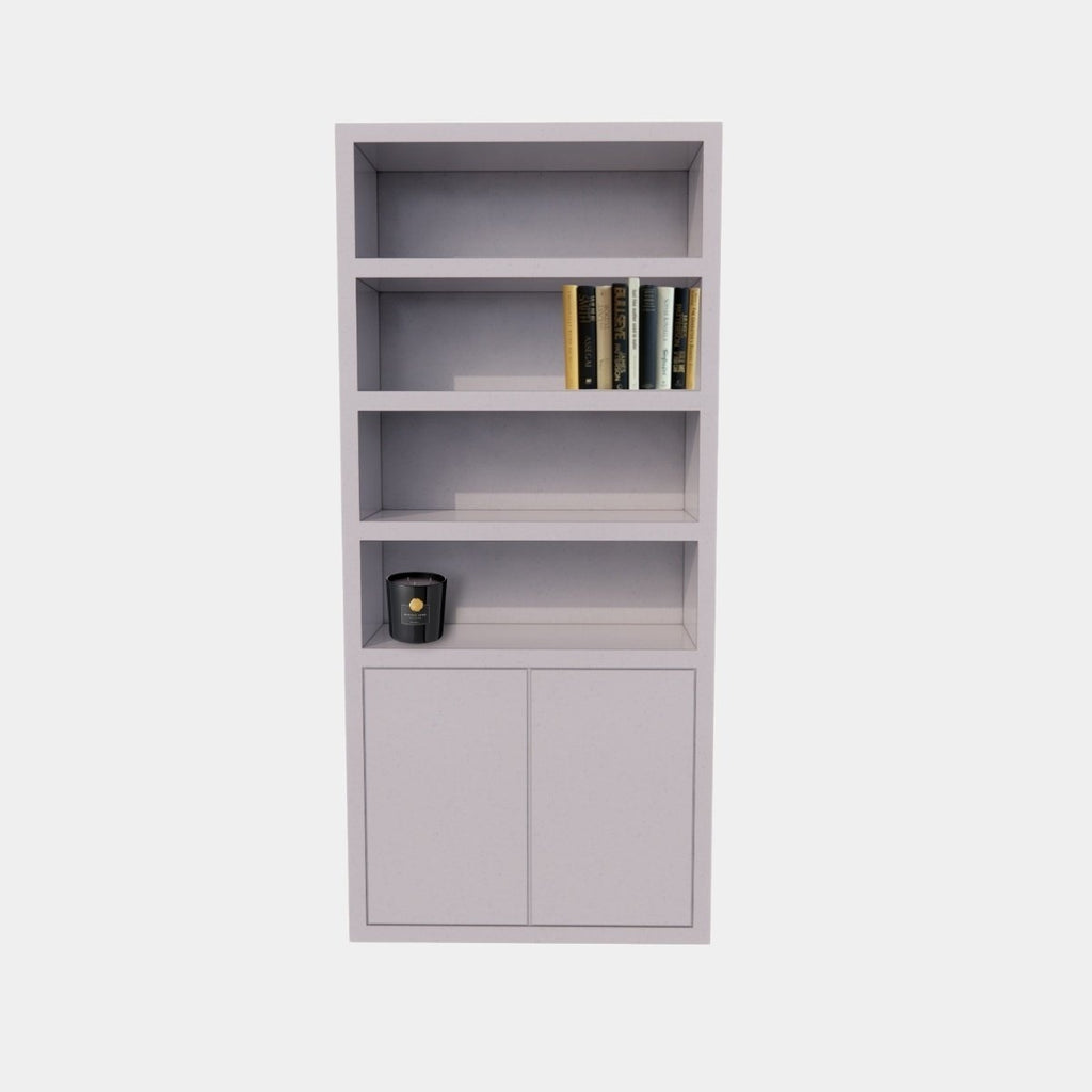 Bücherregal / Regalschrank Stellenbosch - 100x40x220H cm - schlankes Design -2 grifflose Türen - offene Regale