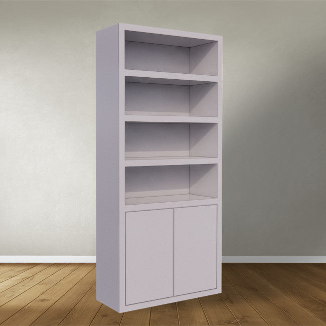 Bücherregal / Regalschrank Stellenbosch - 100x40x220H cm - schlankes Design -2 grifflose Türen - offene Regale