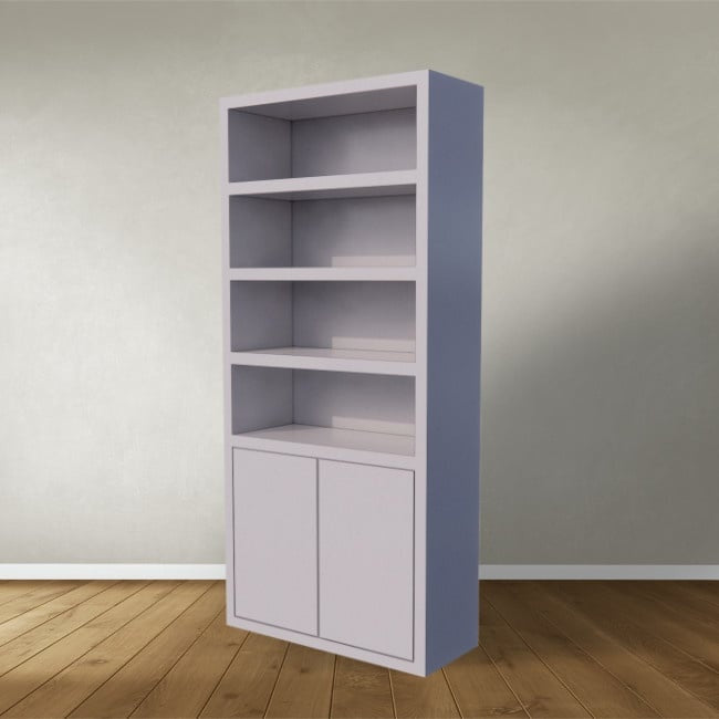 Bücherregal / Regalschrank Stellenbosch - 100x40x220H cm - schlankes Design -2 grifflose Türen - offene Regale