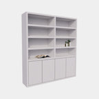 Bücherregal / Regalschrank Stellenbosch - 200x40x220H cm - schlankes Design - 4 grifflose Türen - offene Regale