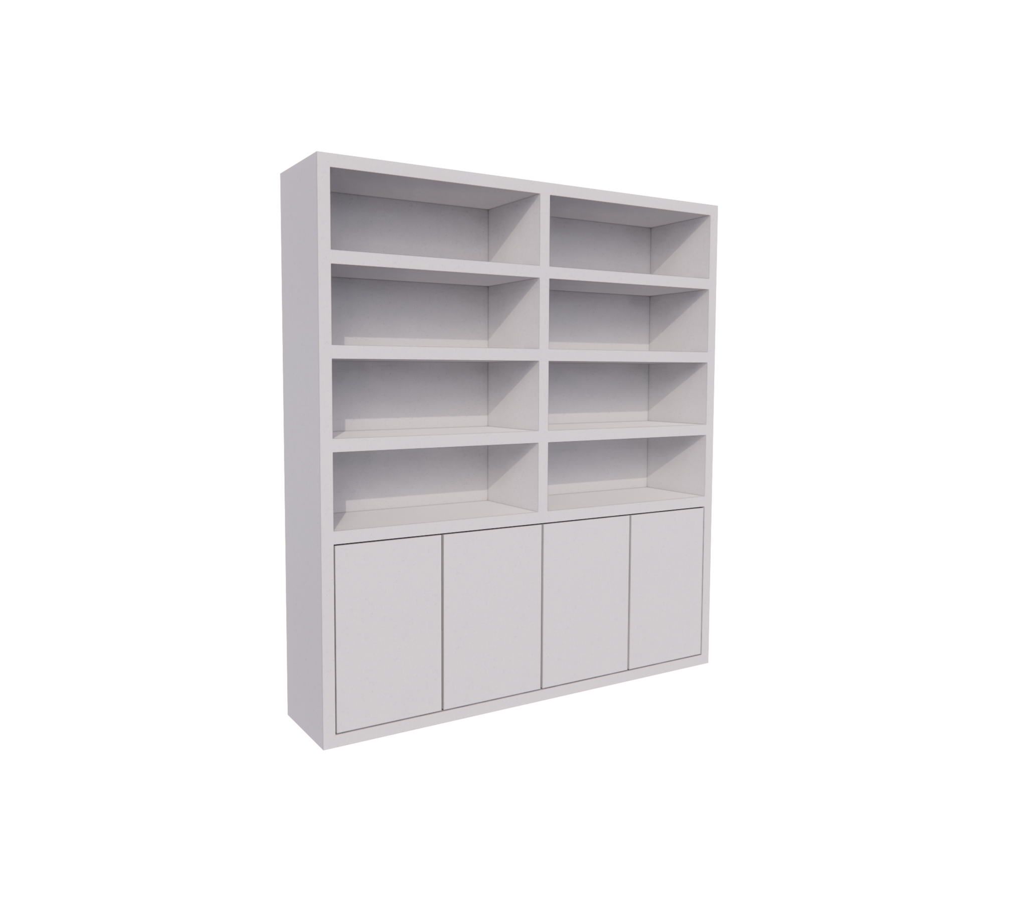 Bücherregal / Regalschrank Stellenbosch - 200x40x220H cm - schlankes Design - 4 grifflose Türen - offene Regale