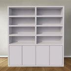 Bücherregal / Regalschrank Stellenbosch - 200x40x220H cm - schlankes Design - 4 grifflose Türen - offene Regale