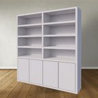 Bücherregal / Regalschrank Stellenbosch - 200x40x220H cm - schlankes Design - 4 grifflose Türen - offene Regale