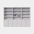 Bücherregal / Regalschrank Stellenbosch - 300x40x220H cm - schlankes Design - 6 grifflose Türen - offene Regale
