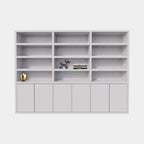 Bücherregal / Regalschrank Stellenbosch - 300x40x220H cm - schlankes Design - 6 grifflose Türen - offene Regale