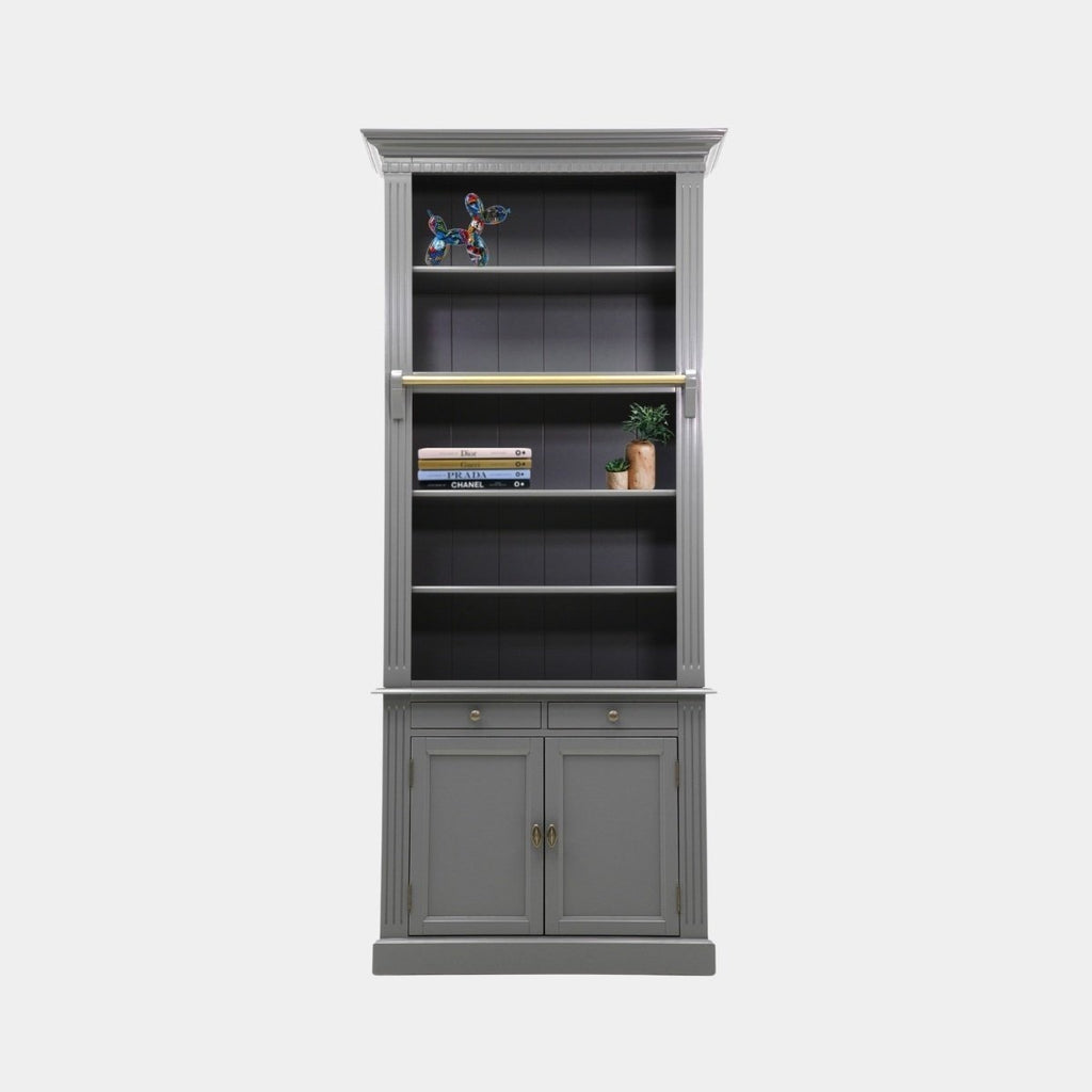 Privatbibliothek - Bücherregal - 100x43x240H cm - 5 Fachböden - Spule und Stange - 2 Schubladen - 2 geschlossene Flügeltüren - verstellbare Fachböden