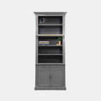 Privatbibliothek - Bücherregal - 100x43x240H cm - 5 Fachböden - Spule und Stange - 2 Schubladen - 2 geschlossene Flügeltüren - verstellbare Fachböden