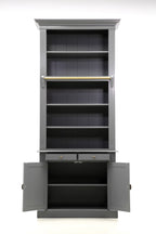 Privatbibliothek - Bücherregal - 100x43x240H cm - 5 Fachböden - Spule und Stange - 2 Schubladen - 2 geschlossene Flügeltüren - verstellbare Fachböden