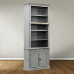 Privatbibliothek - Bücherregal - 100x43x240H cm - 5 Fachböden - Spule und Stange - 2 Schubladen - 2 geschlossene Flügeltüren - verstellbare Fachböden