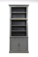 Privatbibliothek - Bücherregal - 100x43x240H cm - 5 Fachböden - Spule und Stange - 2 Schubladen - 2 geschlossene Flügeltüren - verstellbare Fachböden