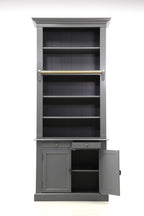 Privatbibliothek - Bücherregal - 100x43x240H cm - 5 Fachböden - Spule und Stange - 2 Schubladen - 2 geschlossene Flügeltüren - verstellbare Fachböden