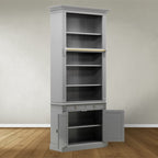 Privatbibliothek - Bücherregal - 100x43x240H cm - 5 Fachböden - Spule und Stange - 2 Schubladen - 2 geschlossene Flügeltüren - verstellbare Fachböden