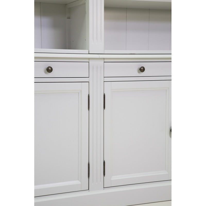 Privatbibliothek - Bücherregal - 200x43x240H cm - zerlegbar - mit Stange und Leiter - verstellbare Einlegeböden - 10 Einlegeböden - 4 Schubladen - 4 geschlossene Flügeltüren