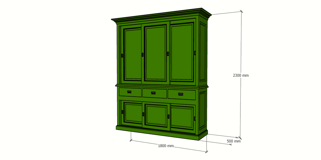 Buffetschrank Buenos Aires - 180x50x230H cm - geschlossene Türen - 6 Schiebetüren - 3 Soft-Close-Schubladen