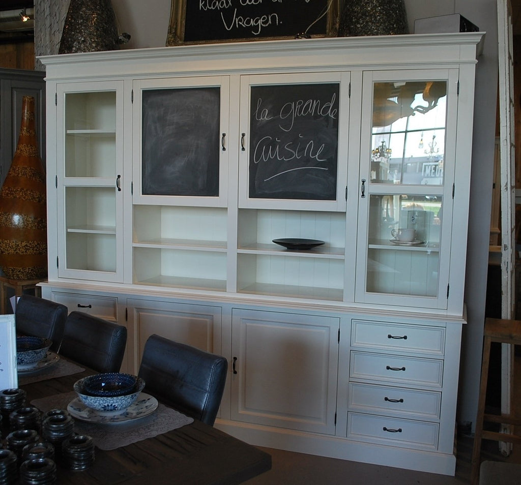 Buffetschrank Le grand cuisine - 258x50x225H cm - 2 Kreidetafeln - 4 Türen - 8 Soft-Close-Schubladen - 2 offene Fächer - 2 Schubladen