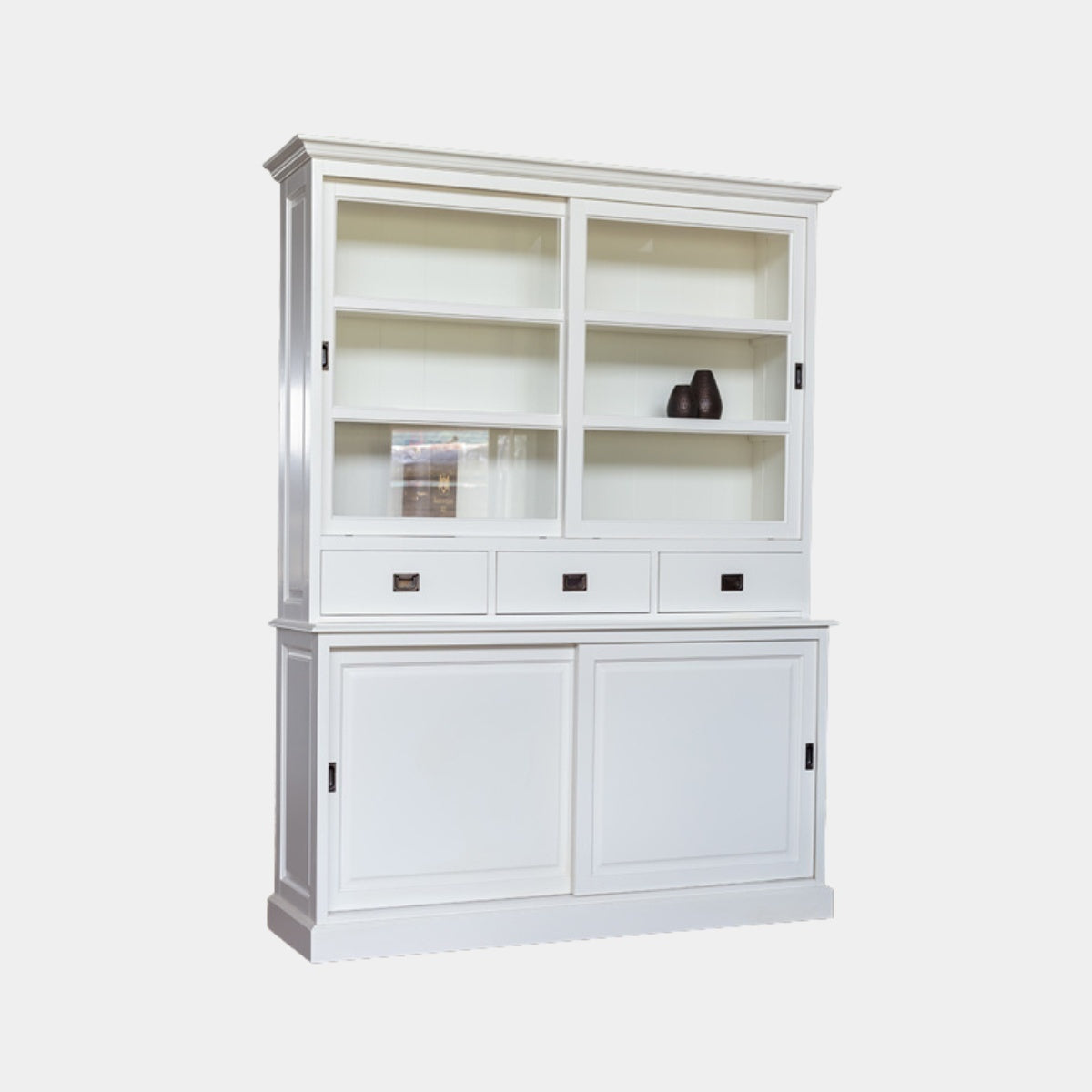 Buffetschrank Le petit st Tropez - 163x50x225H cm - 2 Schiebetüren - 3 Schubladen - 2 geschlossene Schiebetüren