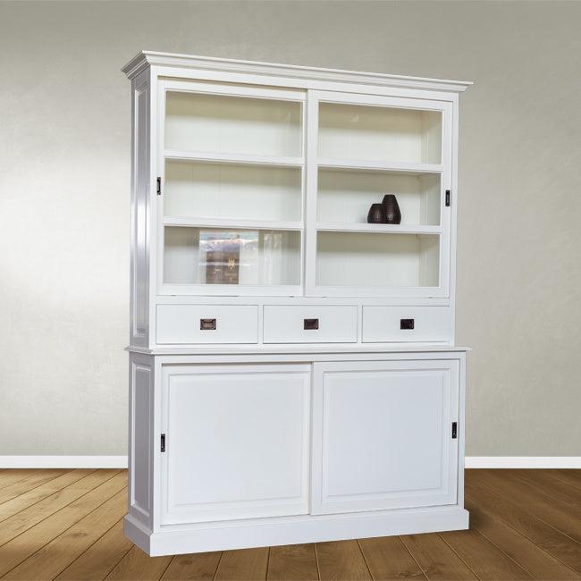 Buffetschrank Le petit st Tropez - 163x50x225H cm - 2 Schiebetüren - 3 Schubladen - 2 geschlossene Schiebetüren