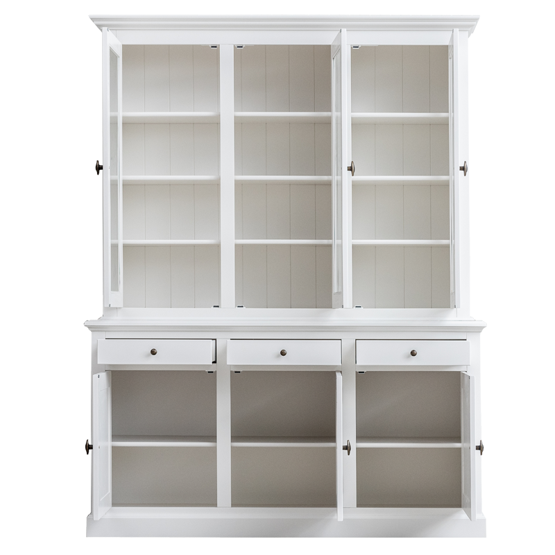 Buffetschrank Santa Fe - 177x45x230H cm - 3 Vitrinentüren mit Scharnieren - 3 Schubladen mit Soft Close - 3 geschlossene Türen mit Scharnieren - 8 Einlegeböden - verstellbare Einlegeböden