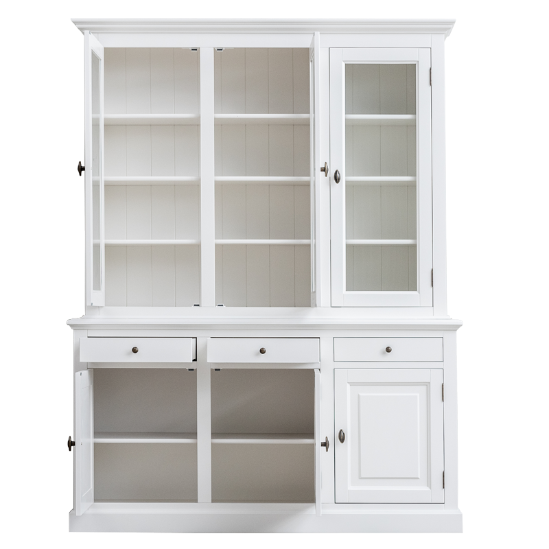 Buffetschrank Santa Fe - 177x45x230H cm - 3 Vitrinentüren mit Scharnieren - 3 Schubladen mit Soft Close - 3 geschlossene Türen mit Scharnieren - 8 Einlegeböden - verstellbare Einlegeböden