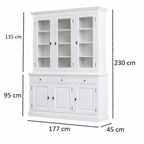 Buffetschrank Santa Fe - 177x45x230H cm - 3 Vitrinentüren mit Scharnieren - 3 Schubladen mit Soft Close - 3 geschlossene Türen mit Scharnieren - 8 Einlegeböden - verstellbare Einlegeböden