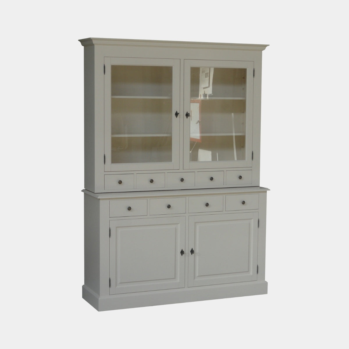 Buffetschrank Santa Monica - 145x45x215H cm - 2 Vitrinentüren mit Scharnieren - 9 Schubladen - 2 geschlossene Türen mit Scharnieren