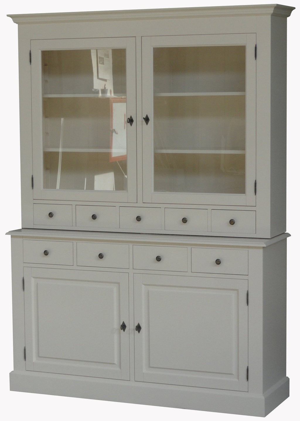 Buffetschrank Santa Monica - 145x45x215H cm - 2 Vitrinentüren mit Scharnieren - 9 Schubladen - 2 geschlossene Türen mit Scharnieren