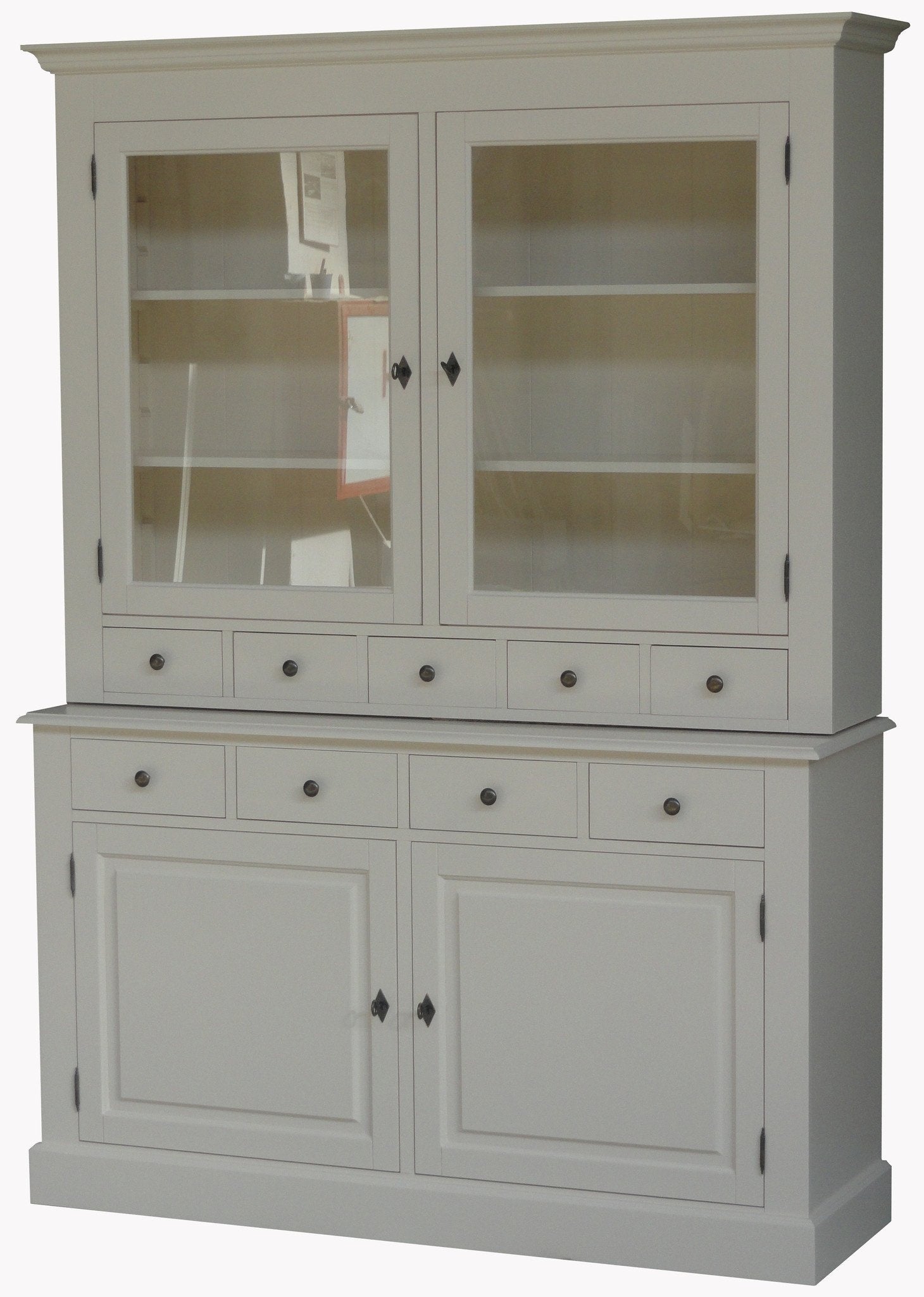 Buffetschrank Santa Monica - 145x45x215H cm - 2 Vitrinentüren mit Scharnieren - 9 Schubladen - 2 geschlossene Türen mit Scharnieren