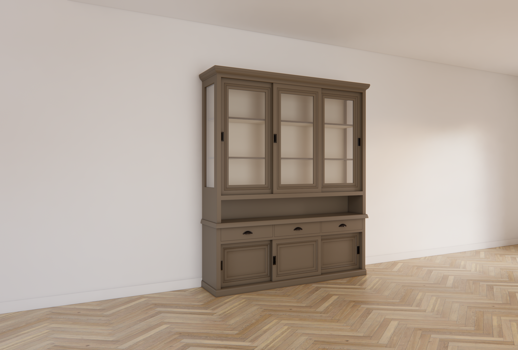 Buffetschrank Anafi - 210x47x250H cm - Schiebetüren - Soft-Close-Schubladen - offenes Fach