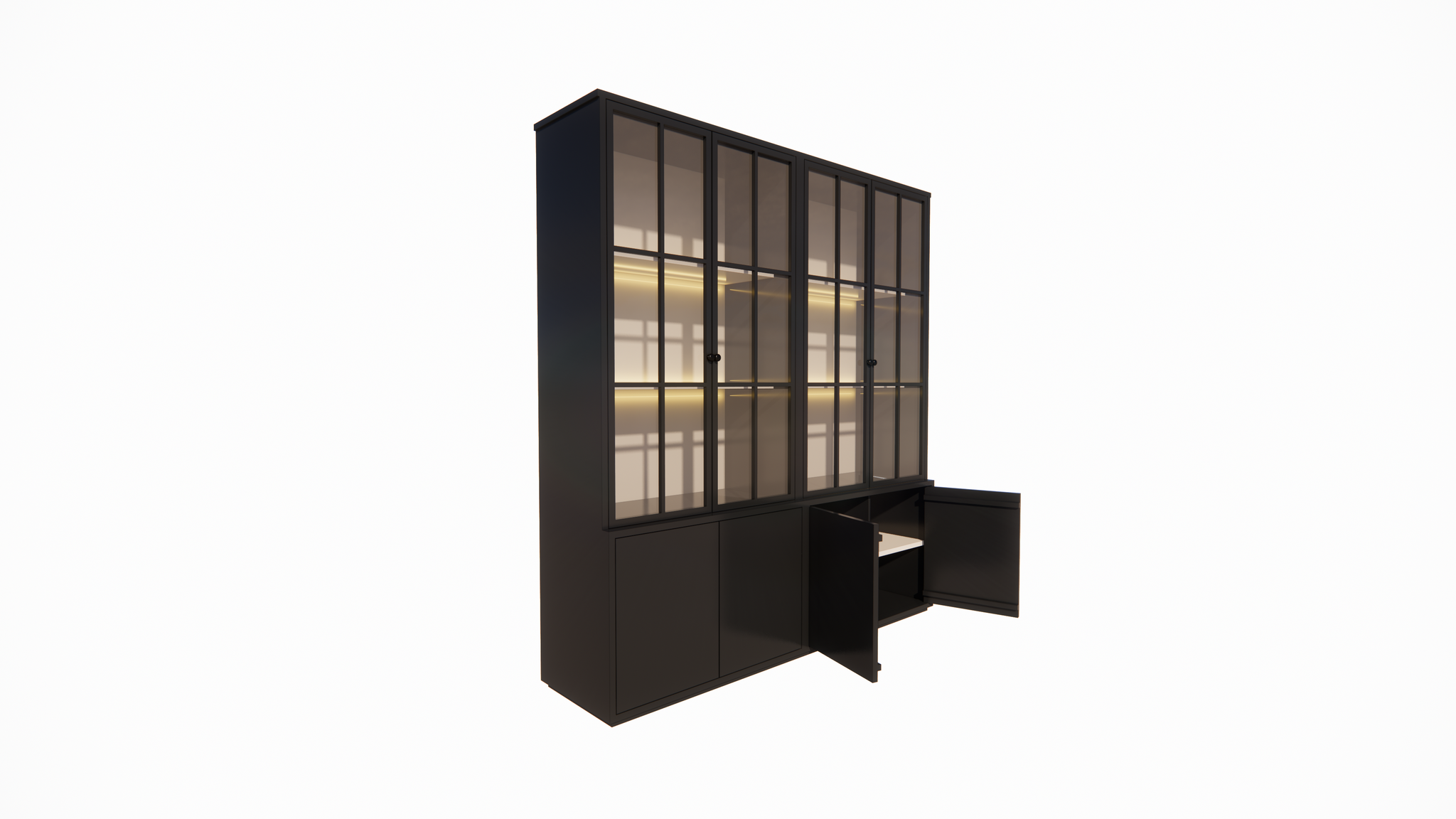 Buffet/Vitrine Gibraltar - 240x50x225H cm - Stahltüren - Standard OHNE Beleuchtung